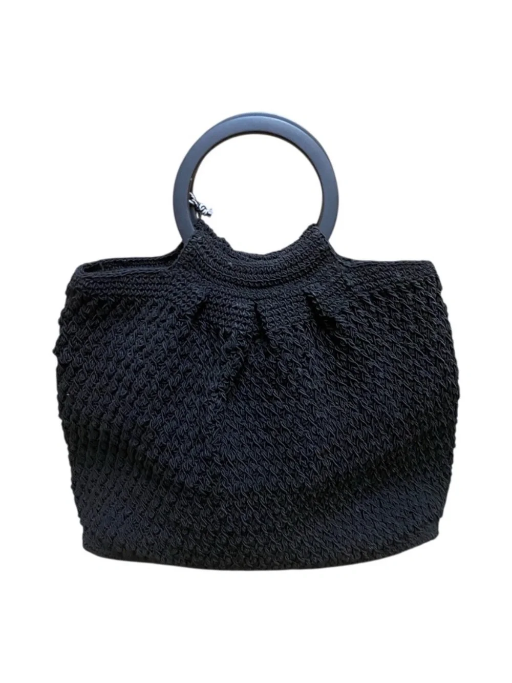 Liz Claiborne Womens Vintage Black Woven 90s Nautical Hobo Style Preppy